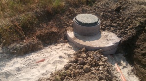 Колодец из колец для сбора очищенной воды из установки ТОПАС и дренажных вод